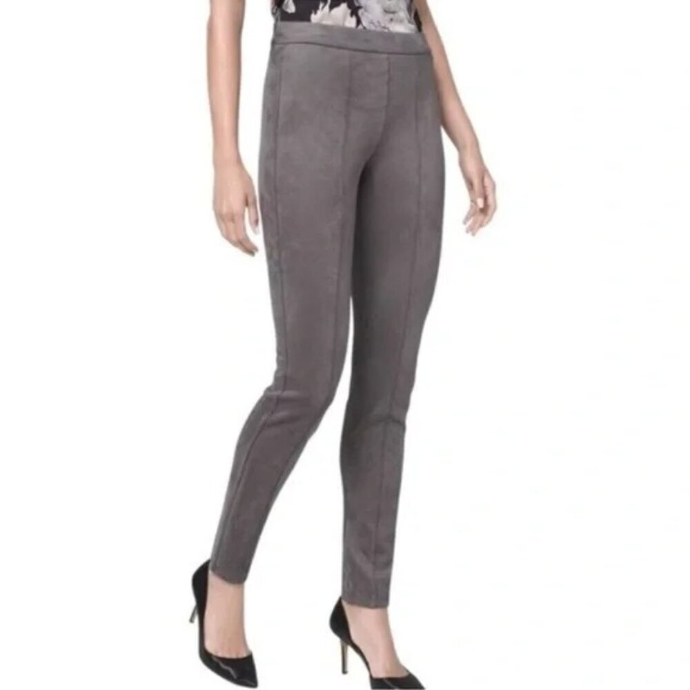 2/$30 White House Black Market Ultra Suede Legging Smoked Pearl Hi Rise 2 #A0003